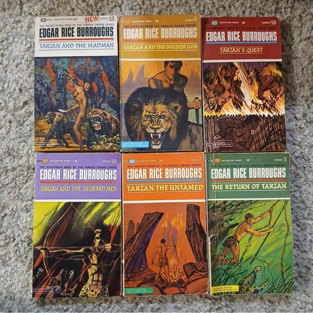 Tarzan Edgar Rice Burroughs Ballantine Paperback Books 1st Printing 6 Book Lot
